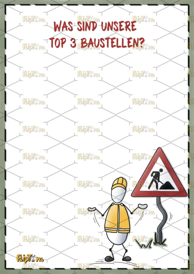 Verkehrsschild Baustelle Hochkant - mit Text