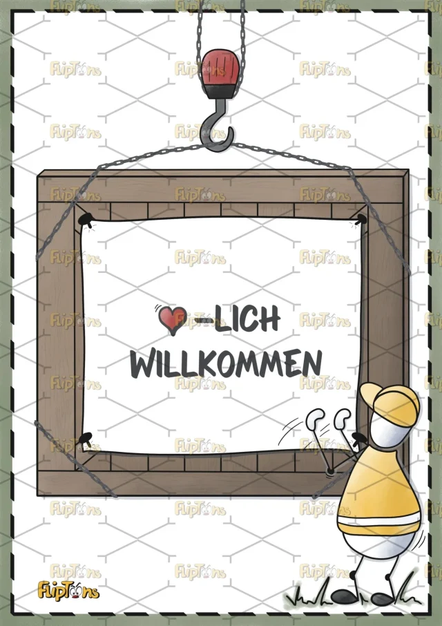 Baustelle Welcome Holzkiste Hochkant - mit Text