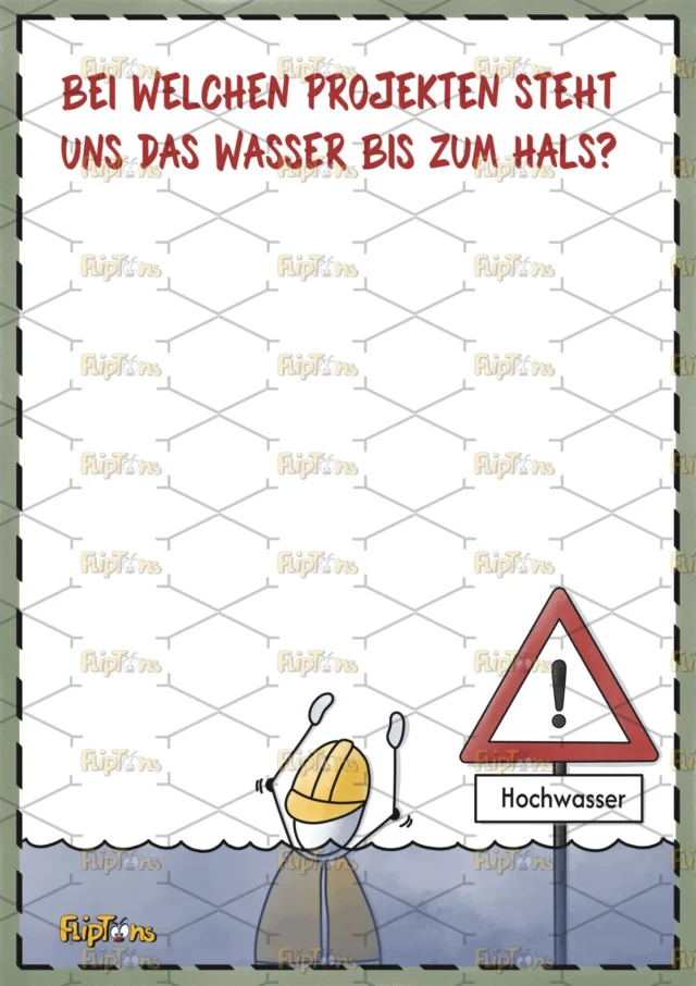 Verkehrsschild Hochwasser Hochkant - mit Text