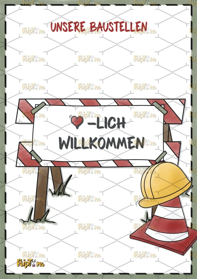 Baustelle Barriere Hoch - mit Text