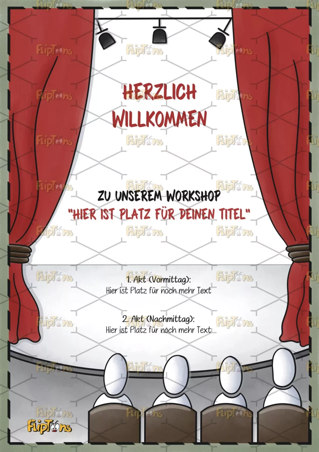 Roter Vorhang Hochkant - mit Text