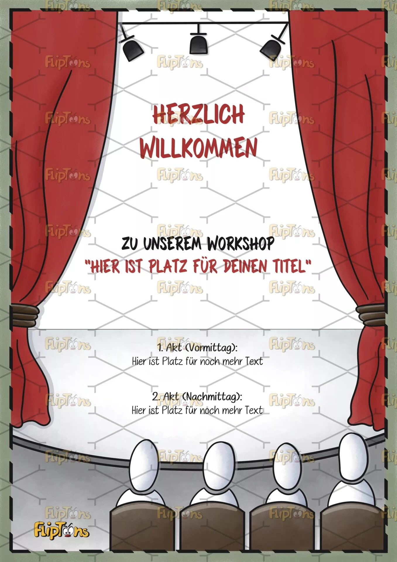 Roter Vorhang Hochkant - mit Text
