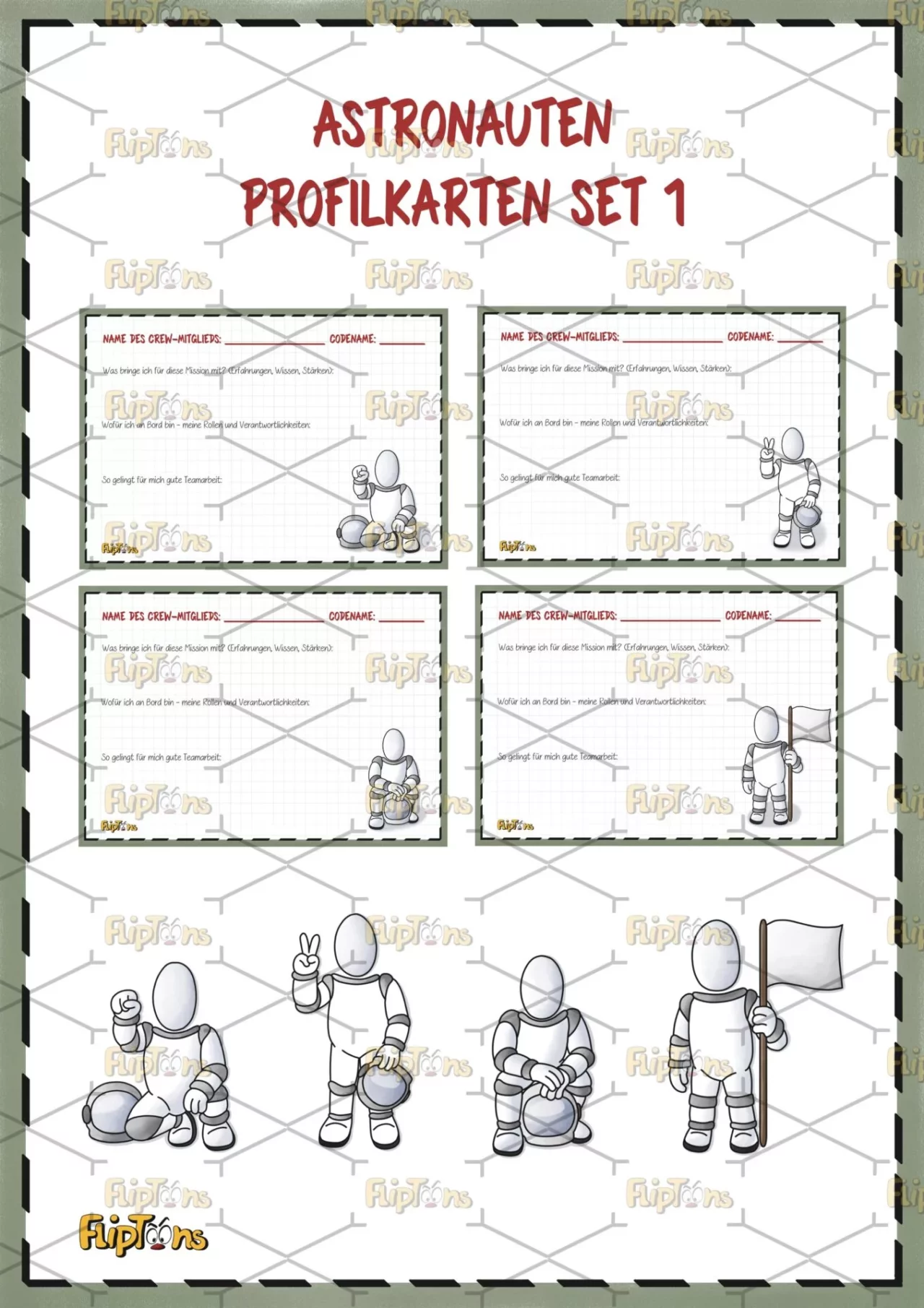 Astronauten Profilkarten Set 1 - Vorschaubild
