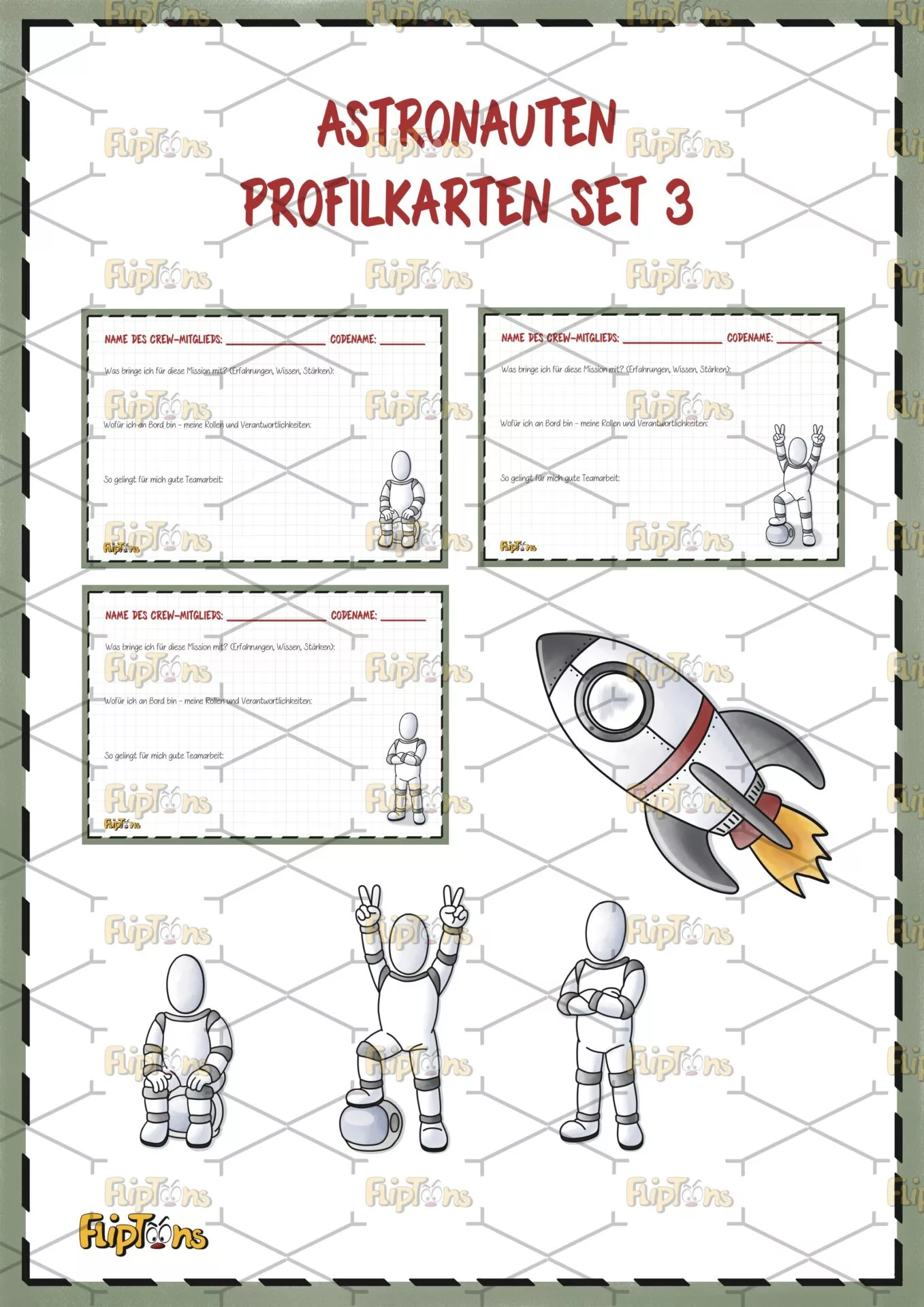 Astronauten Profilkarten Set 3 - Vorschaubild Astronauten Profilkarten Set 3 - Vorschaubild