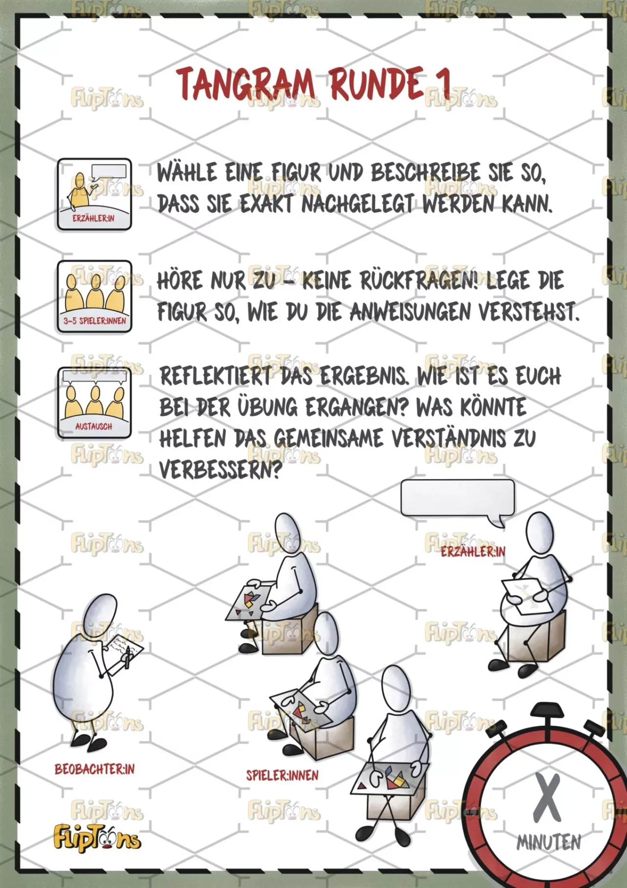 Tangram Runde 1 Hochkant - mit Text