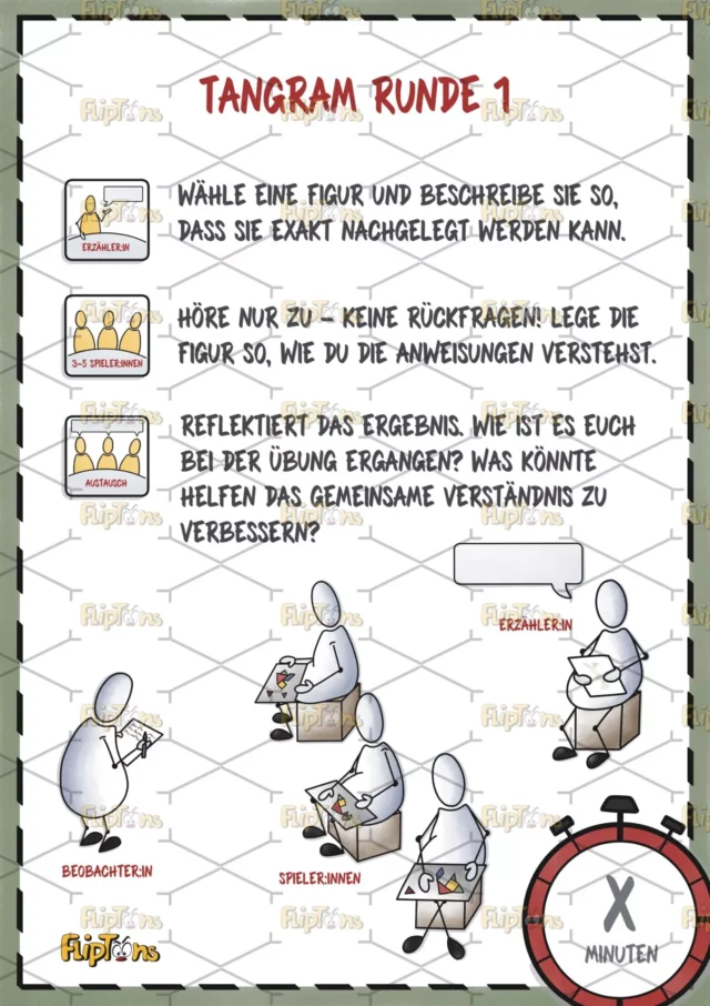 Tangram Runde 1 Hochkant - mit Text