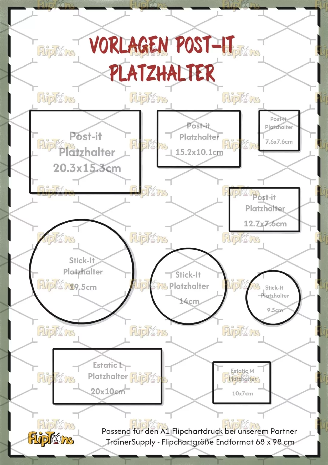 Druckvorlage Elementplatzhalter Hochkant - mit Text