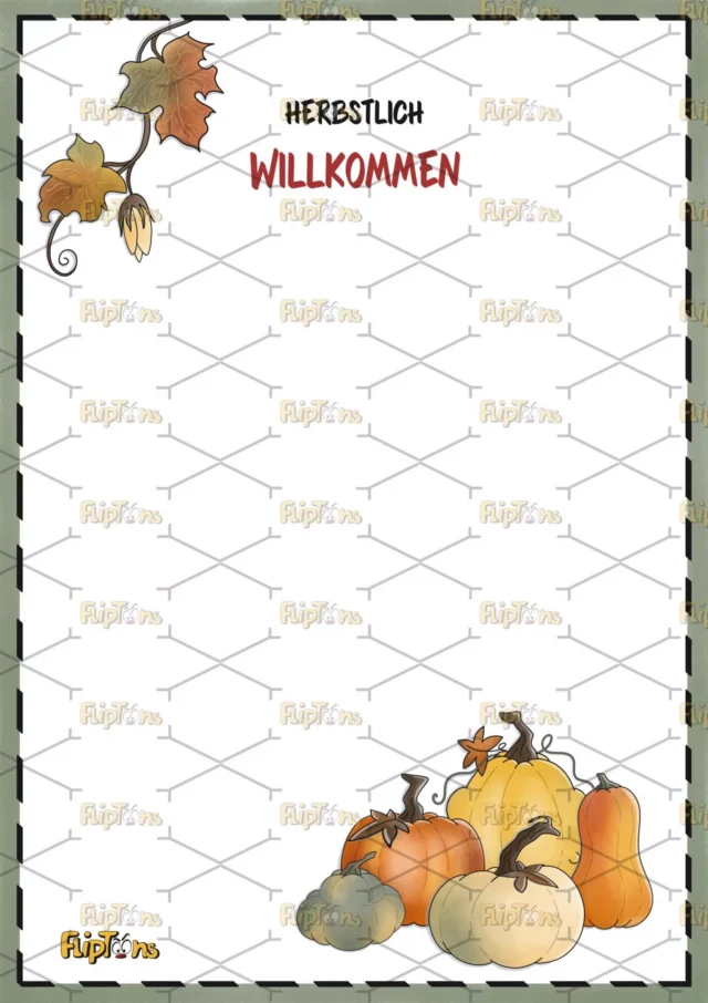 Herbstliche Willkommen Hochkant - mit Text