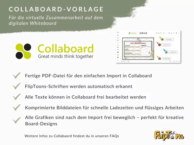 Collaboard-Vorlage für virtuelle Zusammenarbeit: Digitales Whiteboard mit Funktionen und Vorschau-Screenshot