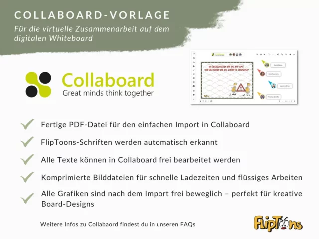 Collaboard-Vorlage für virtuelle Zusammenarbeit mit Funktionen und Vorschau des digitalen Whiteboards