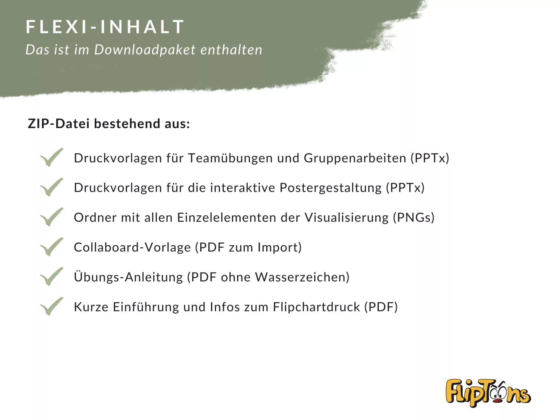 Download-Paket mit sechs Elementen für Teamübungen, Postergestaltung und Visualisierung, inklusive PPTx, PNG und PDF Dateien