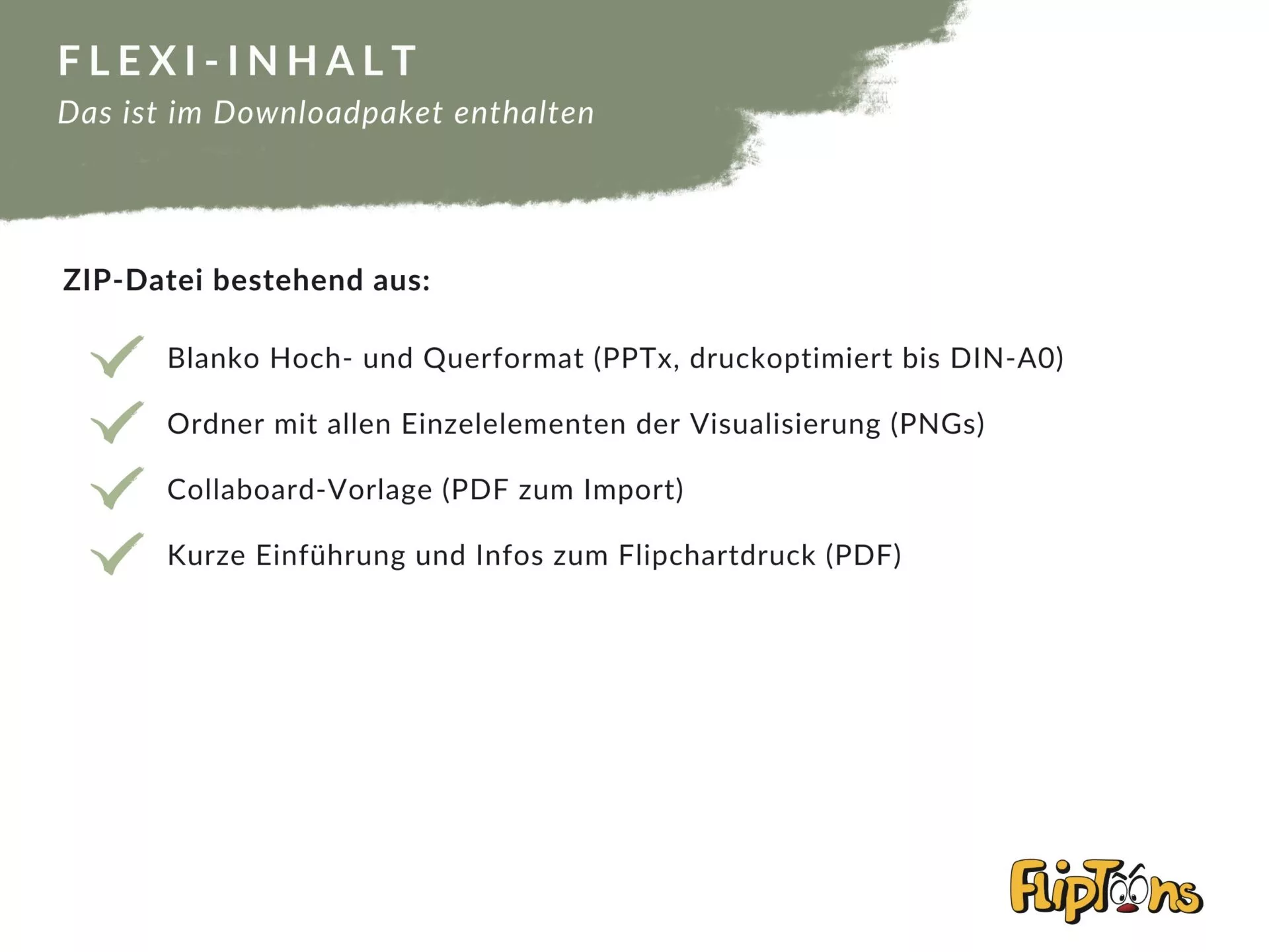 Flexi-Inhalt Downloadpaket mit ZIP-Datei: Präsentationsvorlagen, Grafiken, Collaboard-Vorlage und Einführungs-PDF