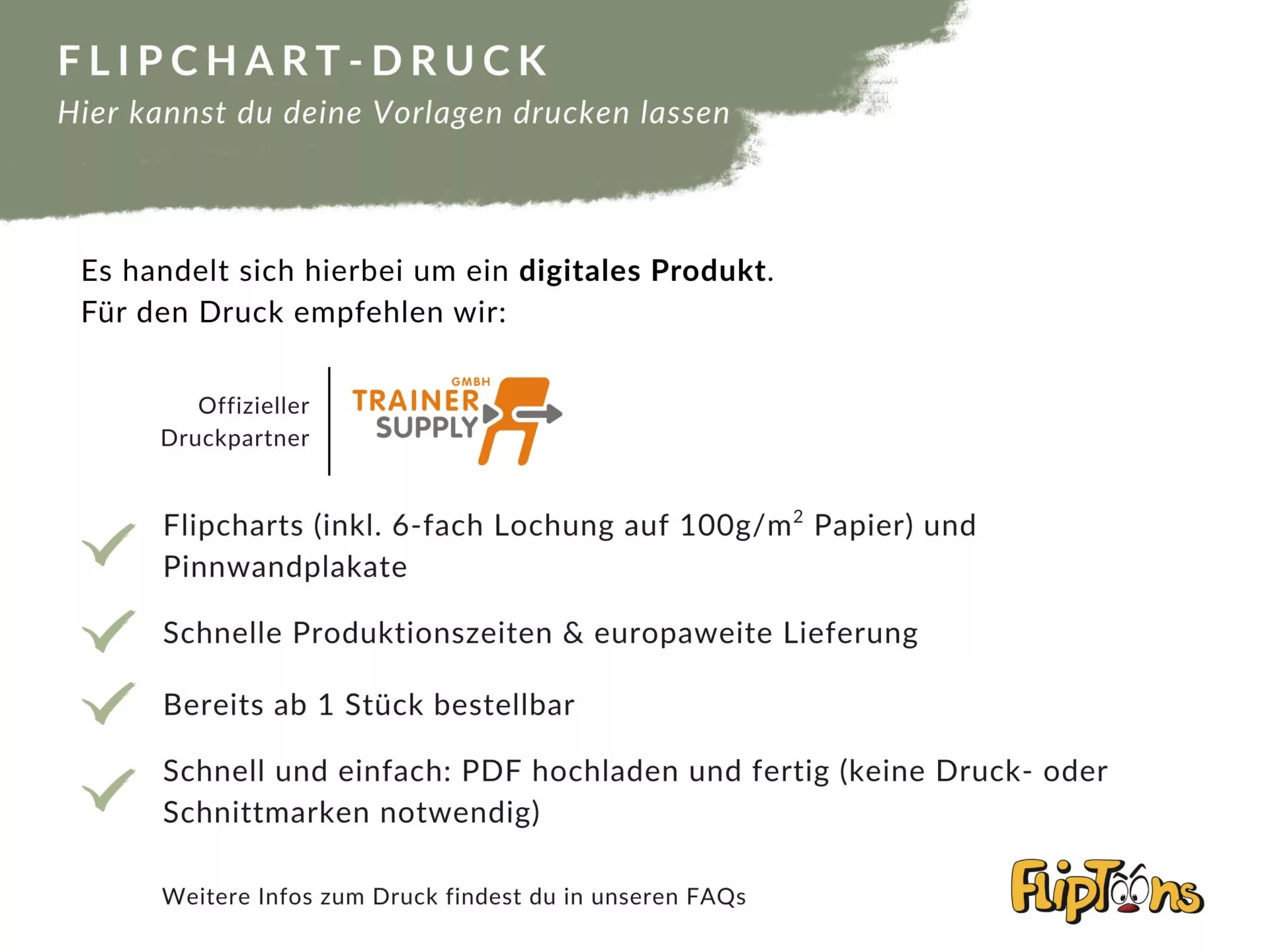 Informationen zum Flipchart-Druck bei Druckpartner TrainerSupply