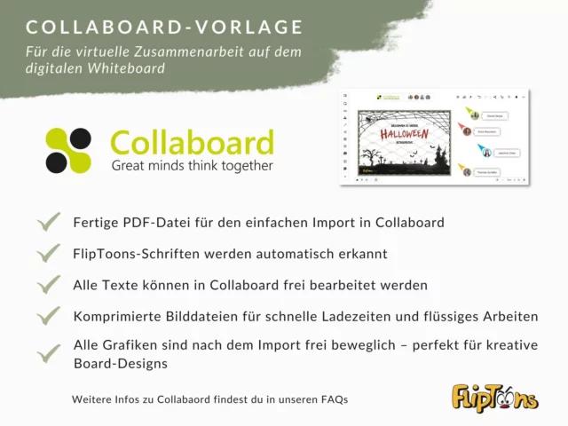 Collaboard-Vorlage: Digitales Whiteboard für virtuelle Zusammenarbeit mit Halloween-Beispiel und Produktmerkmalen