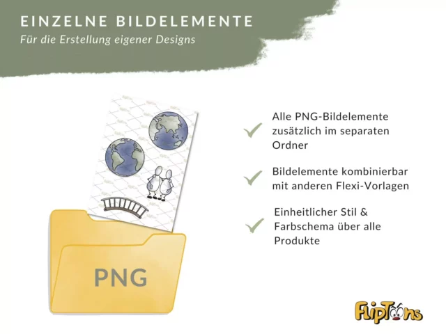 Einzelne PNG-Bildelemente für individuelle Designs: Alle Bildelemente separat verfügbar, kombinierbar und einheitlicher Stil.