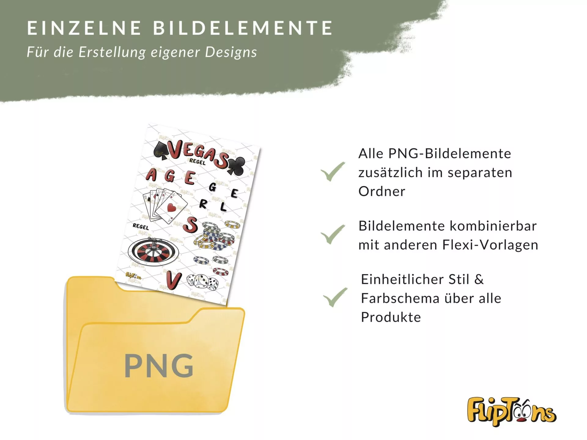 PNG-Ordner mit Casino-Elementen wie Würfel, Spielkarten und Roulette für individuelles Design-Erstellen